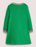 Appliqué Sweatshirt Dress Highland Green Cats - Mini Berni