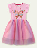 Butterfly Embroidered Short Sleeve Dress - Mini Berni