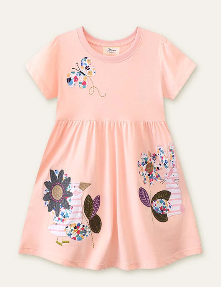 Butterfly Flower Appliqué Dress - Mini Berni