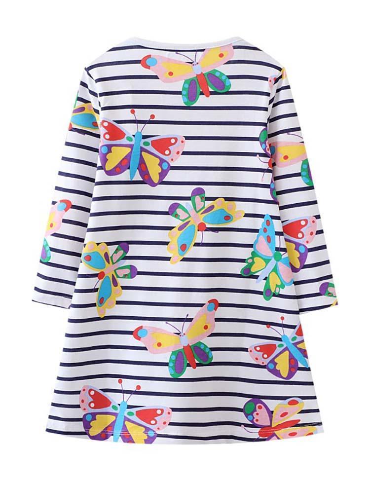 Butterfly Print Long Sleeve Dress - Mini Berni