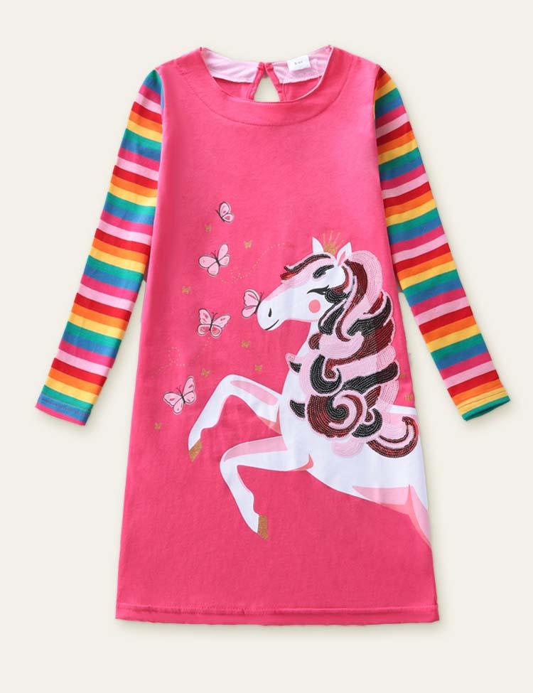 Butterfly Rainbow Sequined Unicorn Dress - Mini Berni