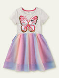 Butterfly Sequin Gauze Mesh Dress - Mini Berni
