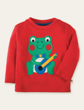 Cartoon Frog Appliqué Long Sleeve T-shirt - Mini Berni