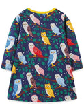 Cartoon Owl Print Dress - Mini Berni
