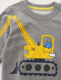 Cat Excavator Printed Long-Sleeved Sweatshirt - Mini Berni