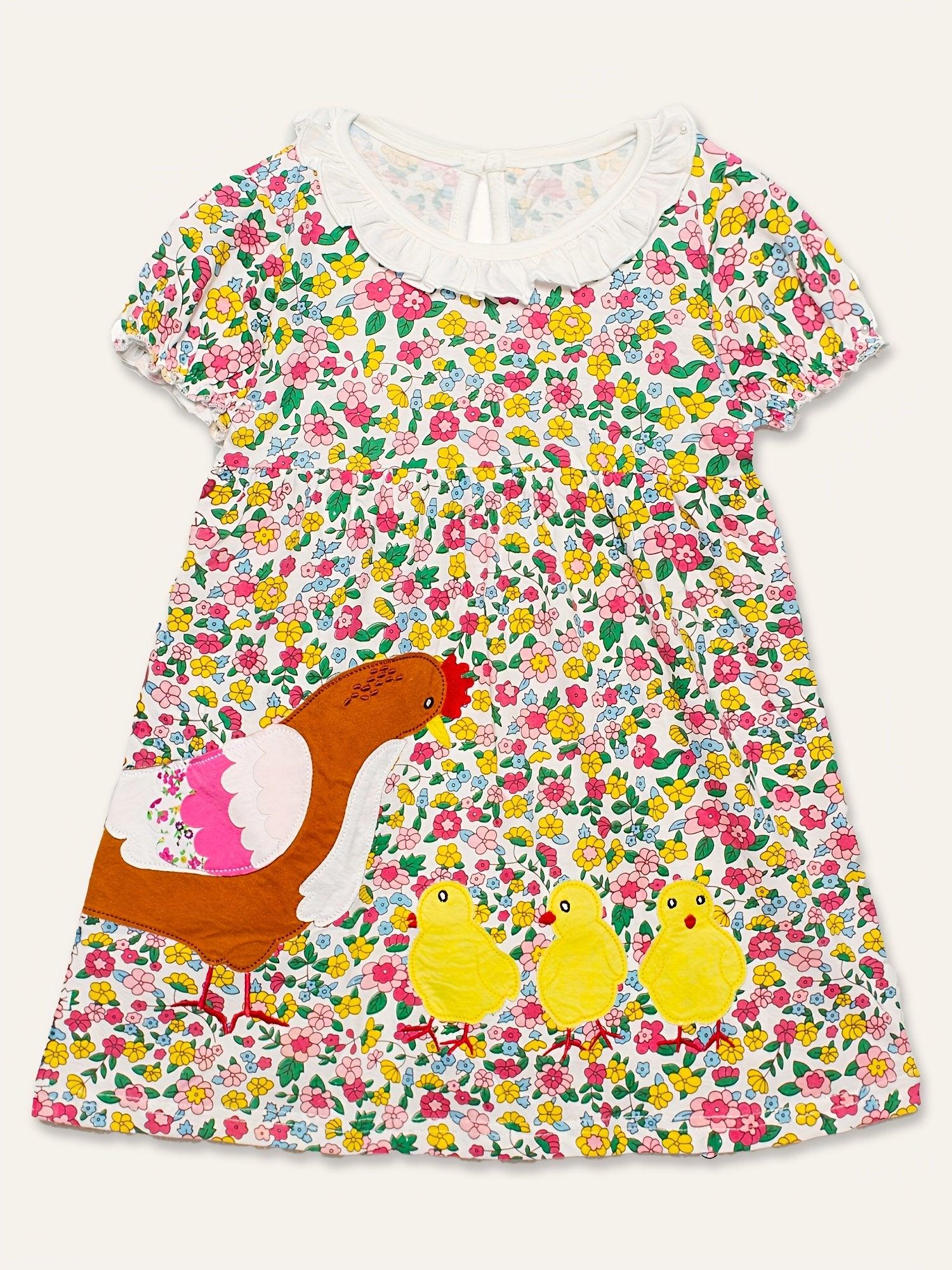 Clearance Sale - Flowerbed Chicken Appliqué Dress - Mini Berni