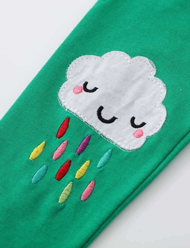 Cloud Appliqué Embroidery Leggings - Mini Berni