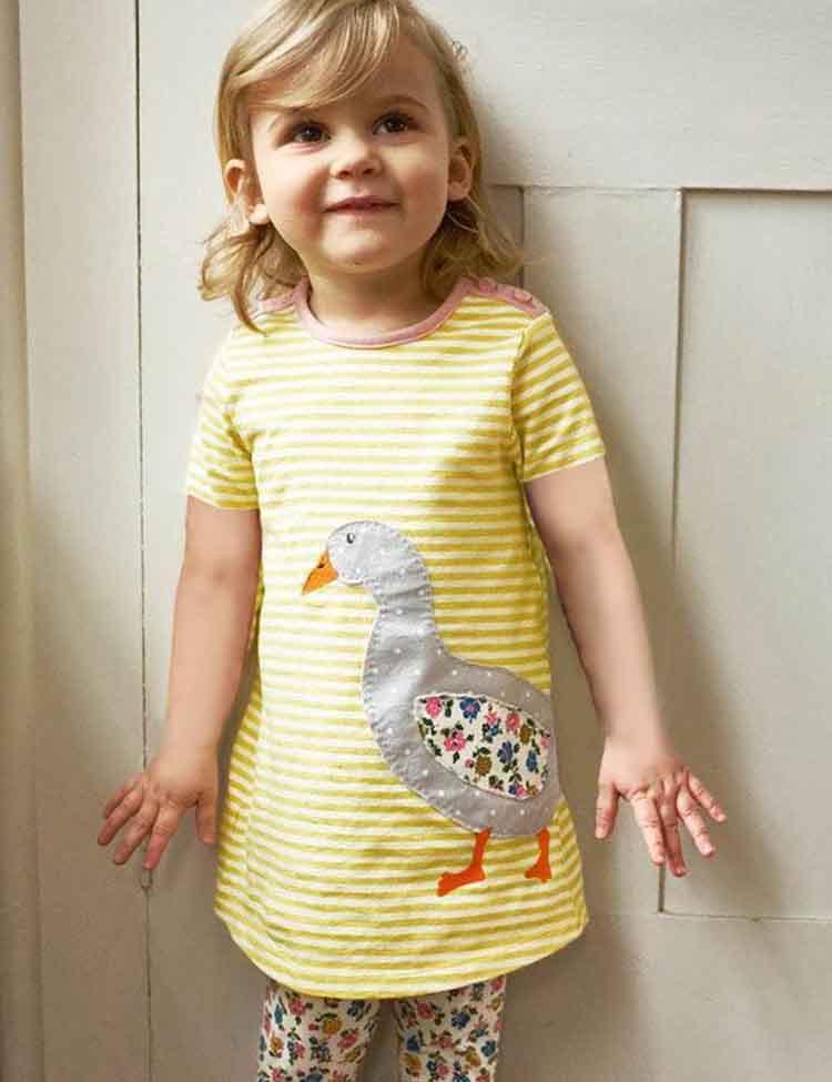 Embroidered Fun Animals Long Sleeve Dress - Mini Berni