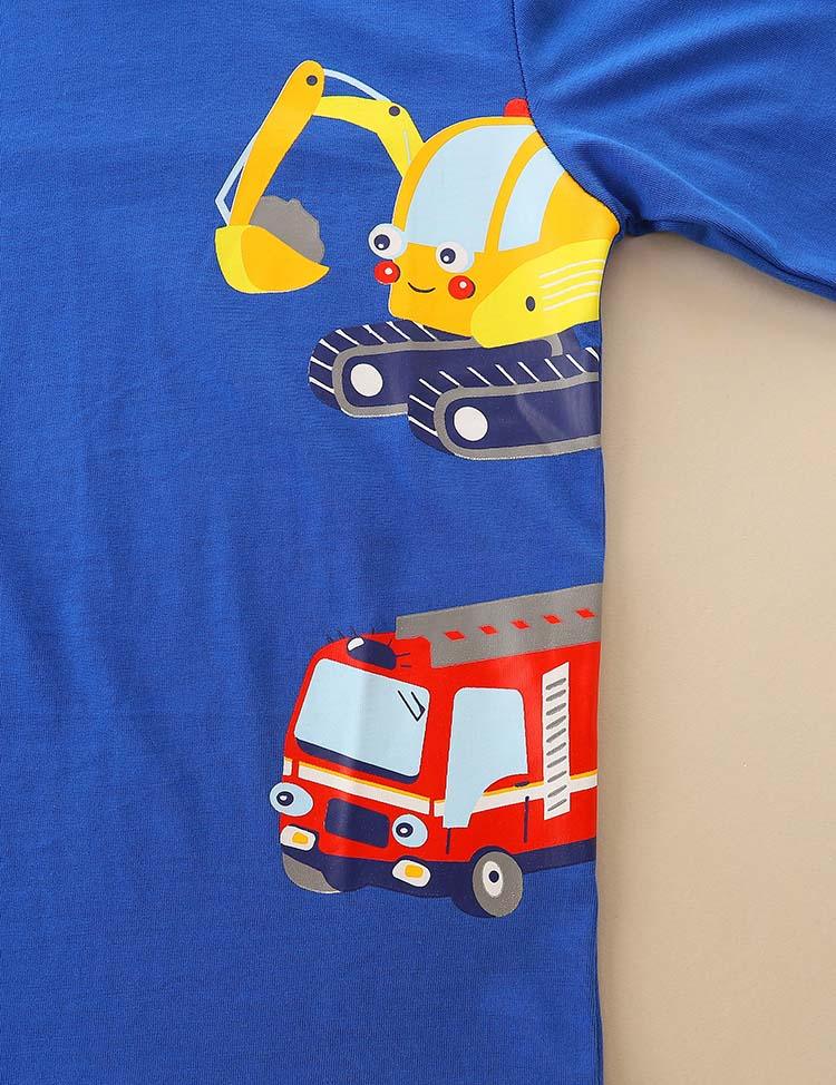 Excavator Fire Truck Printed Long Sleeve T-shirt - Mini Berni
