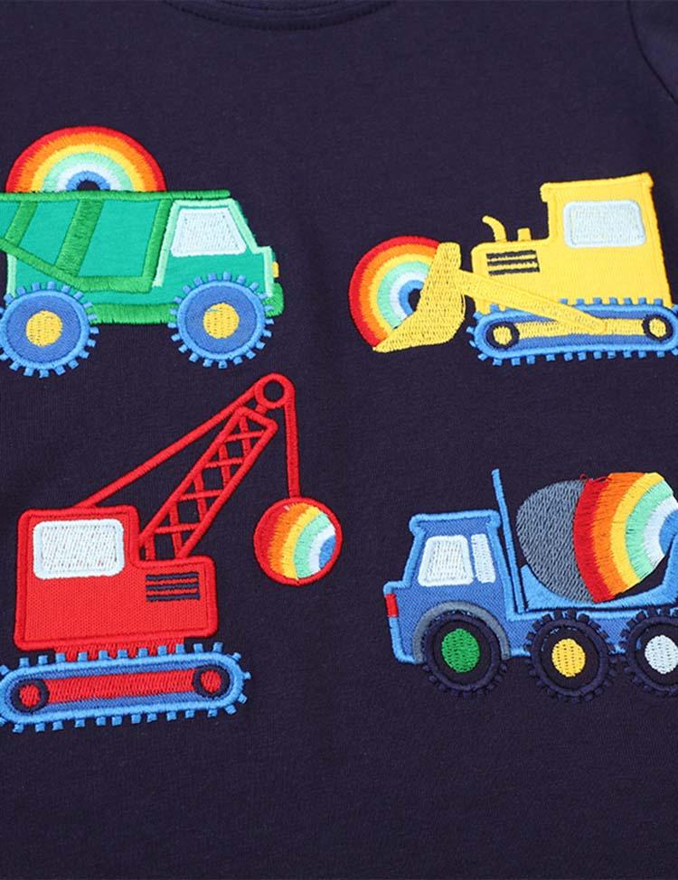 Excavator Rainbow Embroidered Long Sleeve T-shirt - Mini Berni