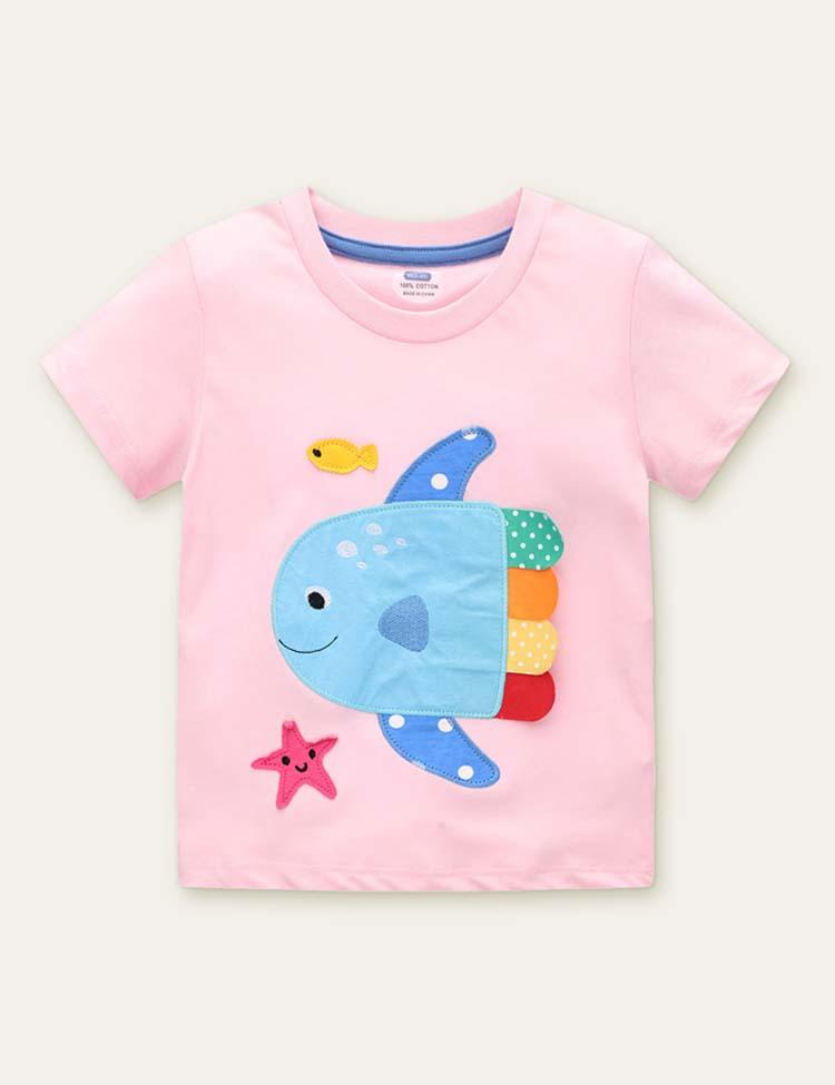 Fish Unicorn Appliqué T-shirt - Mini Berni