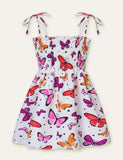Floral Butterfly Full Printed High Waist Spaghetti Strap Dress - Mini Berni