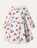 Floral Cherry Full Printed Long Sleeve Dress - Mini Berni