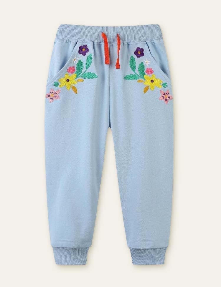 Flower Embroidered Sweatpants - Mini Berni