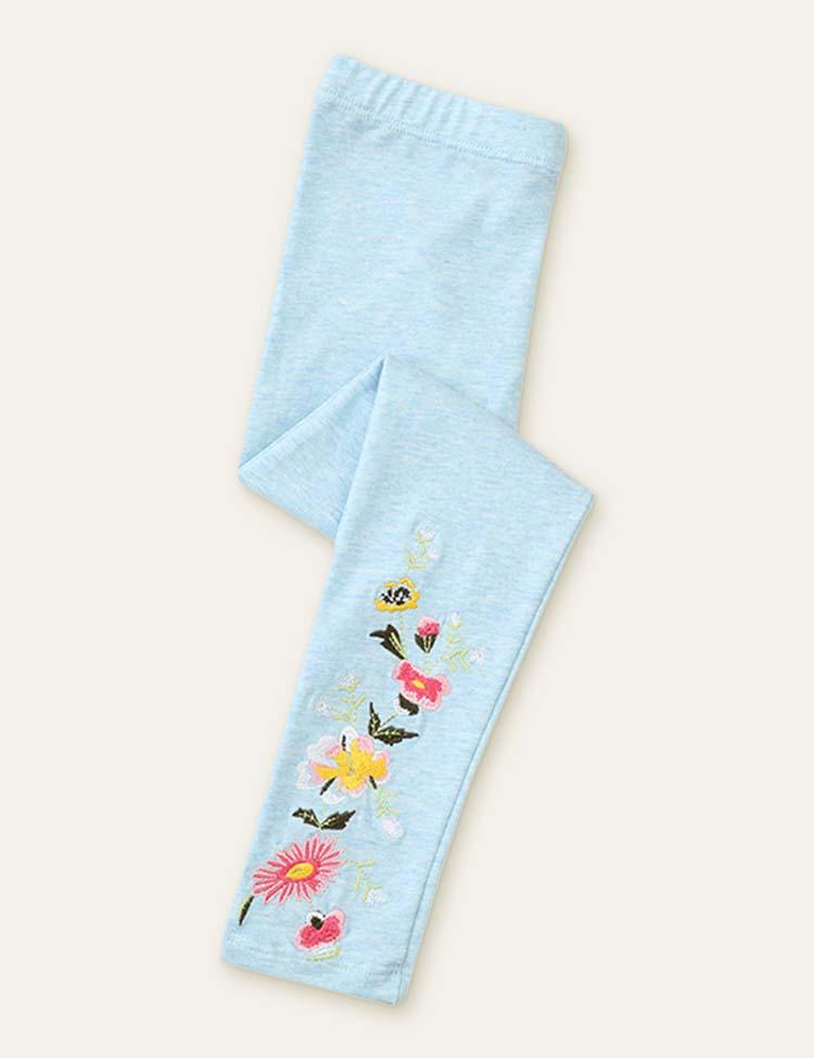 Flower Embroidery Leggings - Mini Berni