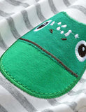 Frog Appliqué Striped Long Sleeve T-shirt - Mini Berni