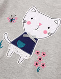 Garden Embroidered Kitten Appliqué Long Sleeve Dress - Mini Berni