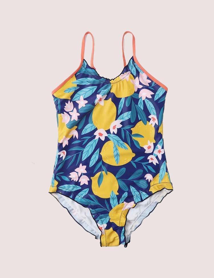Girls' One-Piece Lemon Swimsuit