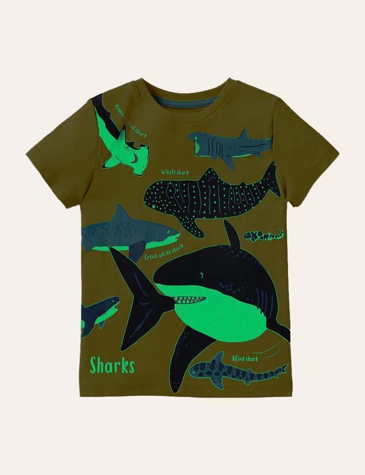 Glowing Shark Pattern T-shirt - Mini Berni