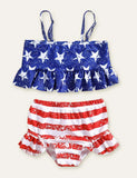 Independence Day Striped Printed Swimsuit - Mini Berni