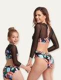Leaves Printed Mesh Family Matching Swimsuit - Mini Berni
