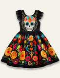 Mom&Me Halloween Embroidery Skeleton Dress - Mini Berni
