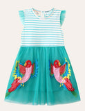 Parrot Appliqué Mesh Dress - Mini Berni
