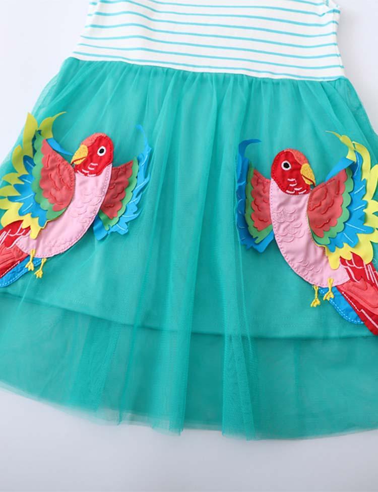 Parrot Appliqué Mesh Dress - Mini Berni