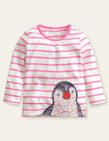 Penguin Embroidered Long Sleeve T-shirt - Mini Berni