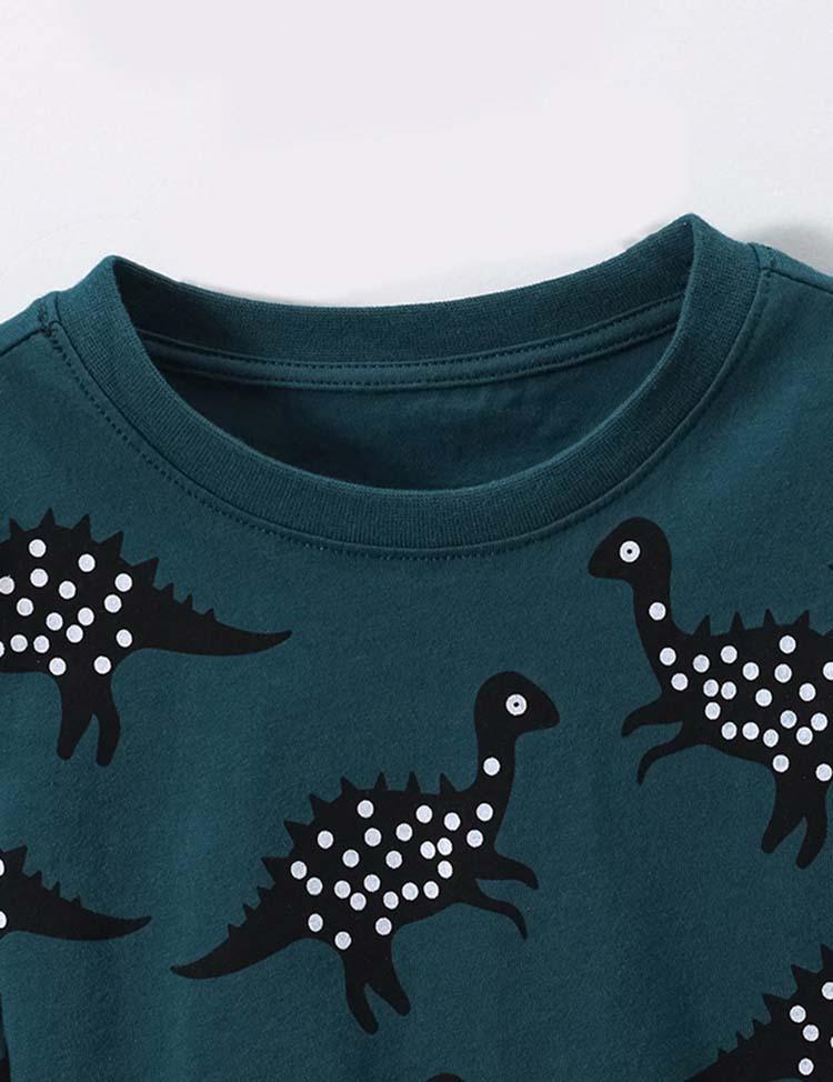 Polka Dot Dinosaur Printed Long-Sleeved T-shirt - Mini Berni