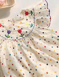 Polka Dot Tulip Embroidered Dress - Mini Berni