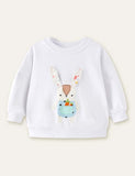 Rabbit Appliqué Carrot Embroidered Sweatshirt - Mini Berni