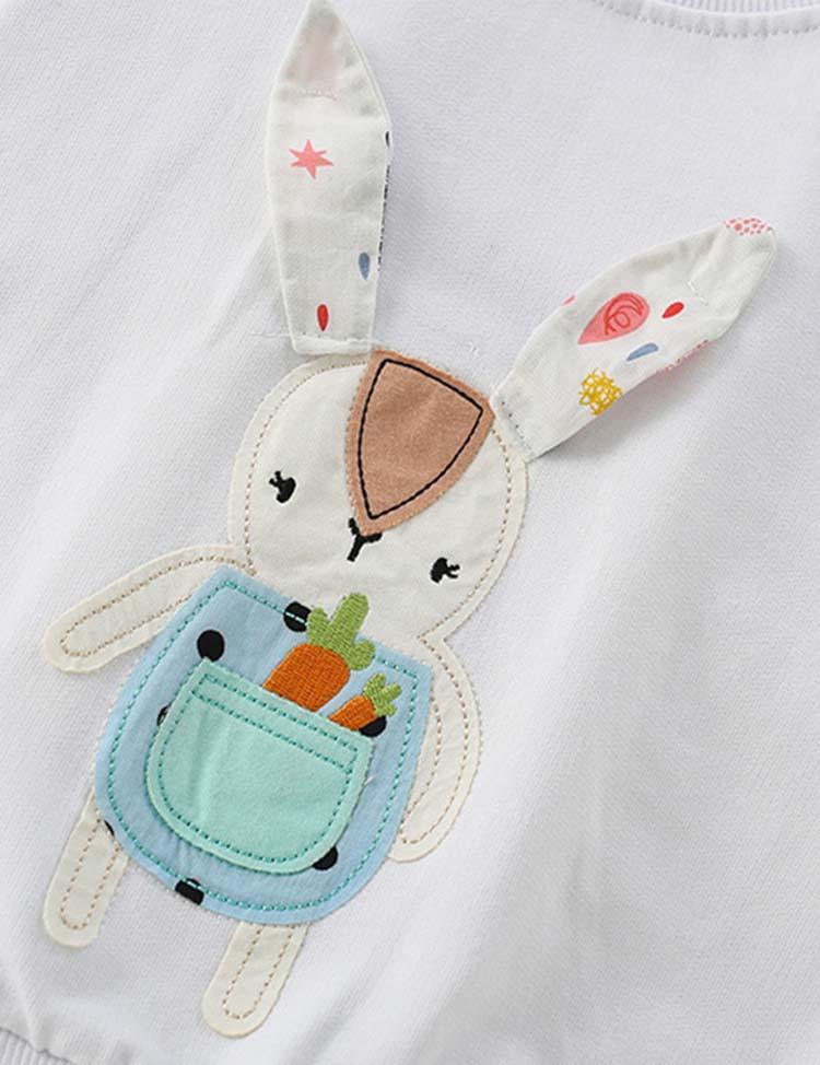 Rabbit Appliqué Carrot Embroidered Sweatshirt - Mini Berni