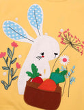 Rabbit Carrot Appliqué Flower Embroidered Sweatshirt - Mini Berni