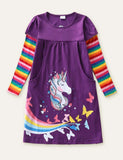 Rainbow Butterfly Unicorn Printed Dress - Mini Berni