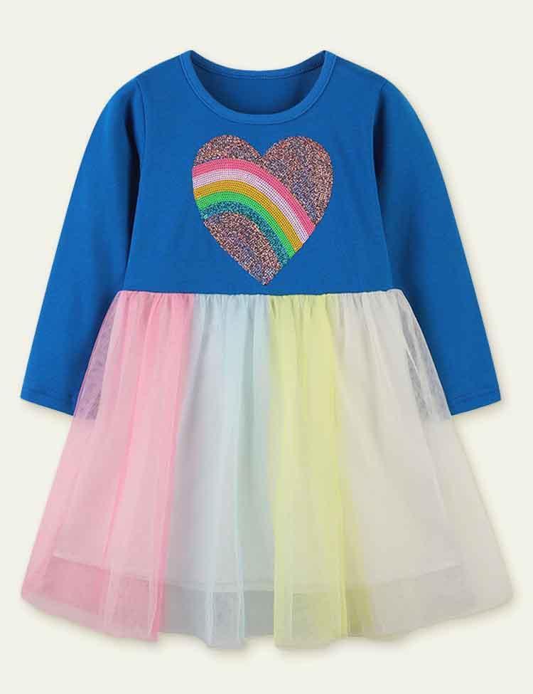 Rainbow Love Sequined Long Sleeve Dress - Mini Berni