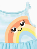 Rainbow Printed Striped Mesh Dress - Mini Berni