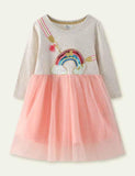 Rainbow Sequin Gauze Long Sleeve Dress - Mini Berni