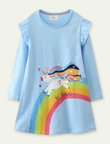 Rainbow Unicorn Long Sleeve Skirt - Mini Berni
