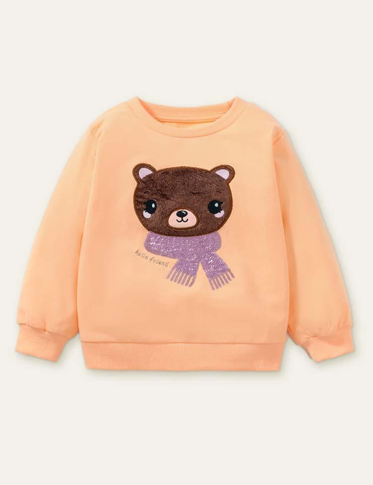 Scarf Bear Appliqué Sweatshirt - Mini Berni