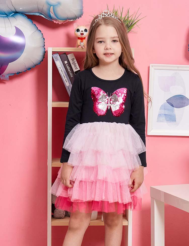 Sequined Butterfly Mesh Party Dress - Mini Berni
