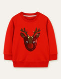 Sequined Elk Sweatshirt - Mini Berni