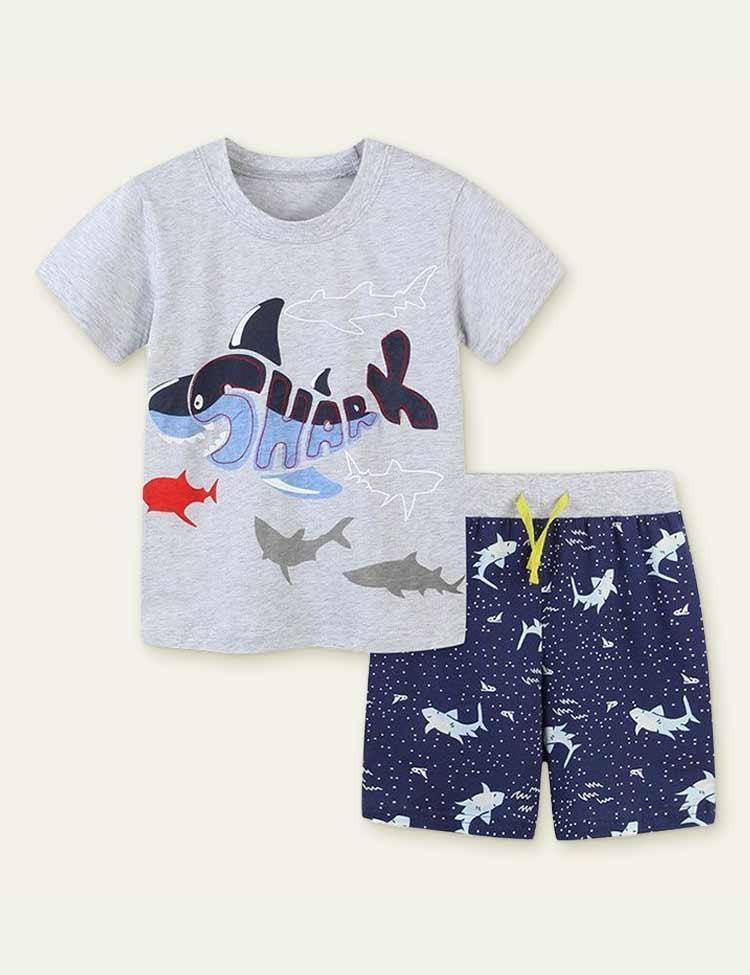 Shark Appliqué T-shirt Suit - Mini Berni
