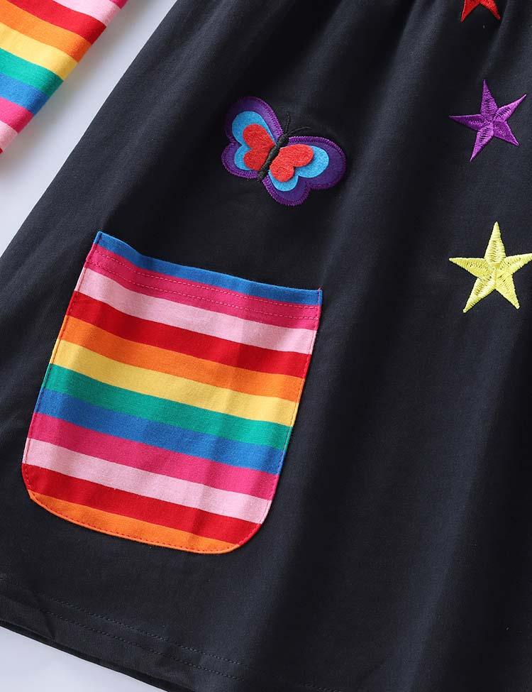Star Embroidered Butterfly Rainbow Dress - Mini Berni