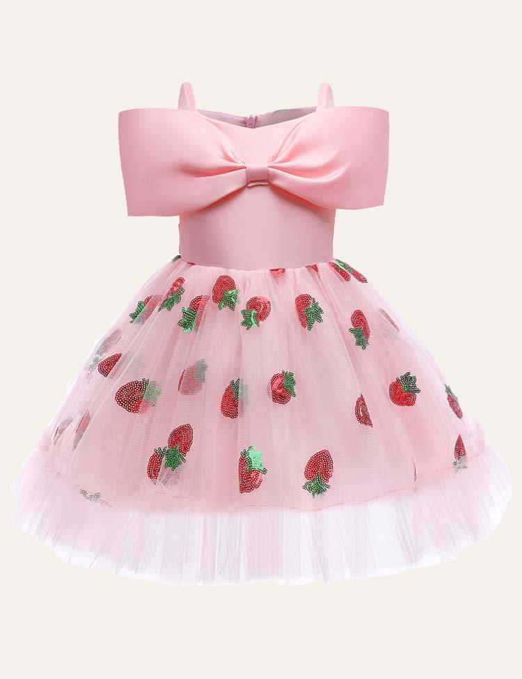 Strawberry Sequin Gauze Party Dress - Mini Berni