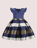 Striped Short Sleeve Party Dress - Mini Berni