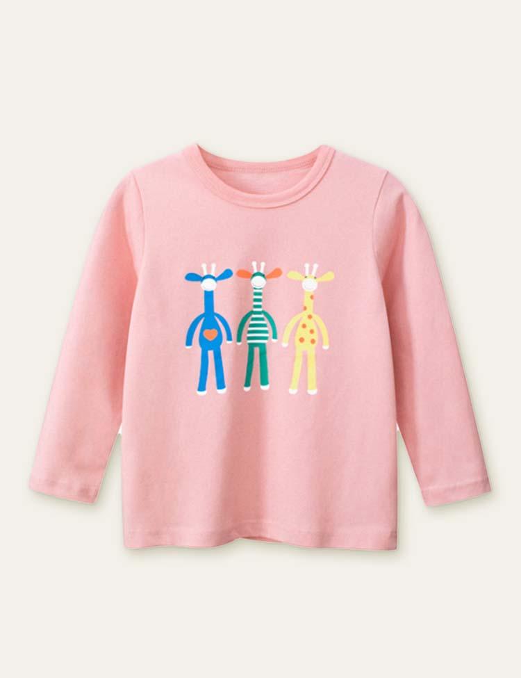 Three Giraffe Printed Long-Sleeved T-shirt - Mini Berni