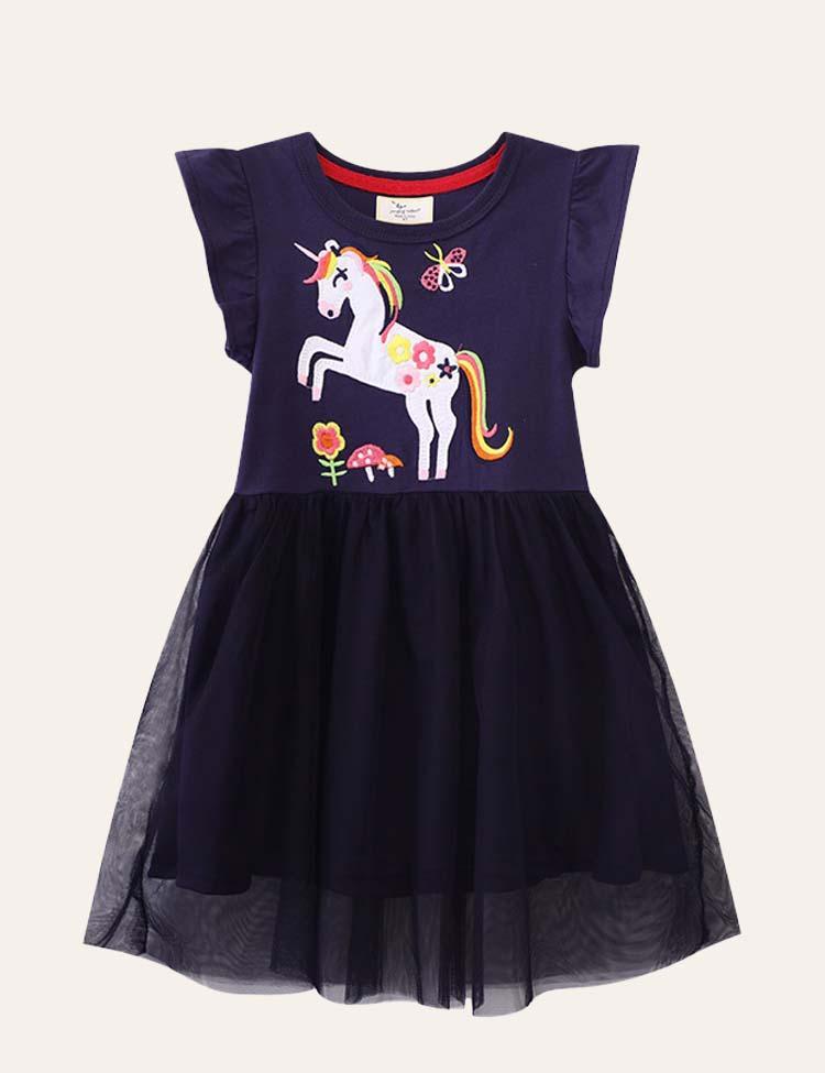 Unicorn Appliqué Mesh Dress - Mini Berni