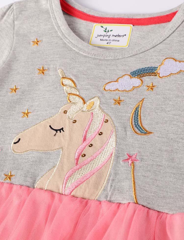 Unicorn Embroidered Long Sleeve Dress - Mini Berni