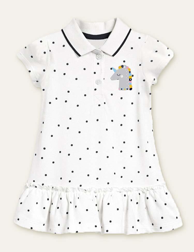 Unicorn Printed Polka Dot Dress - Mini Berni